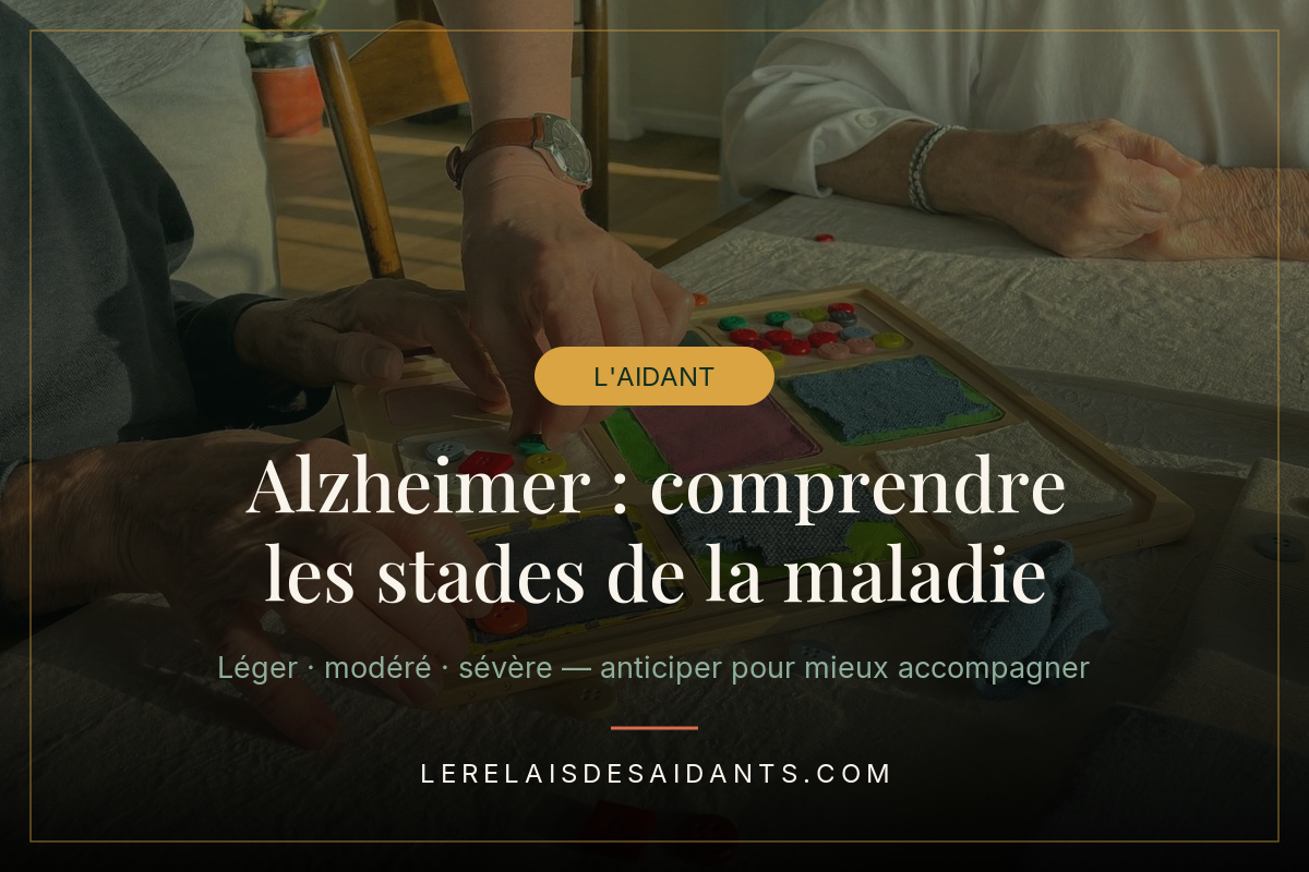 Aidant et personne âgée faisant une activité sensorielle — comprendre les stades de la maladie d'Alzheimer