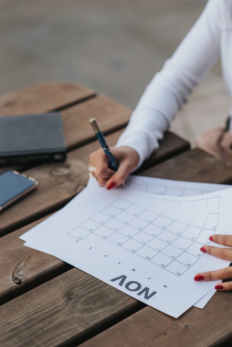 Planning rempli sur un calendrier