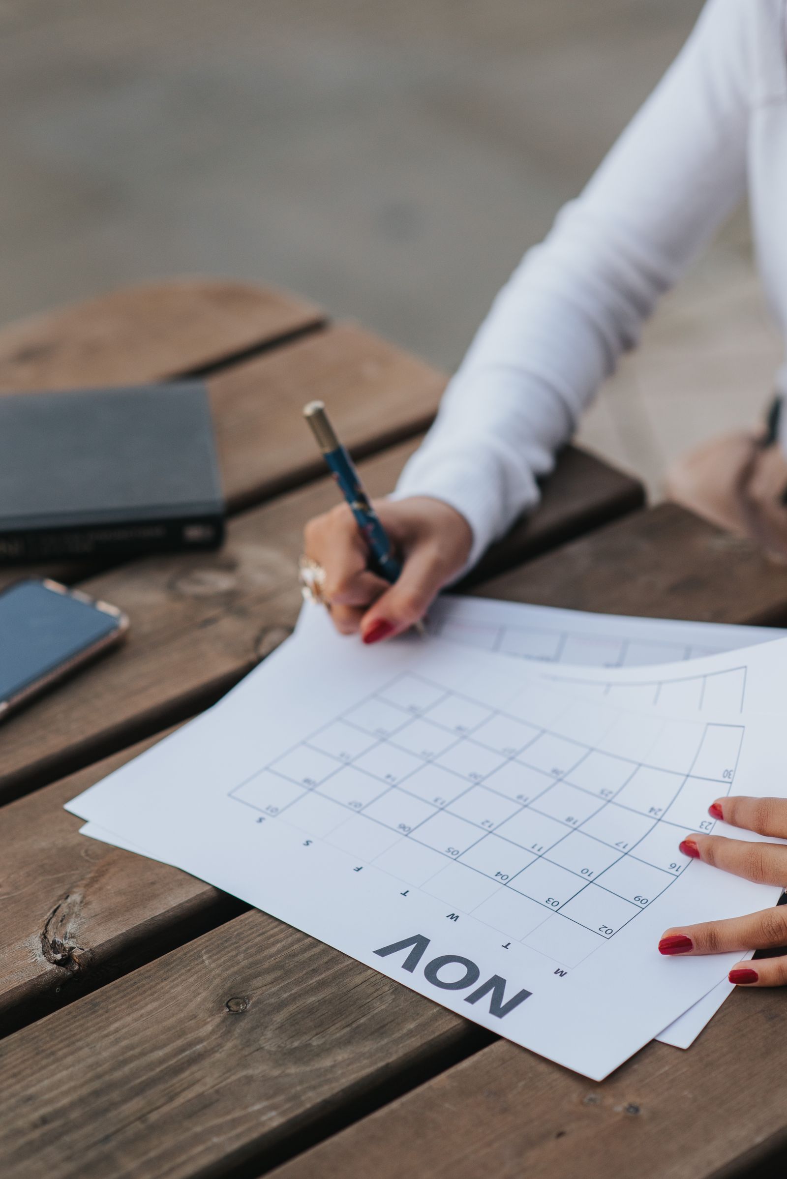 Planning rempli sur un calendrier