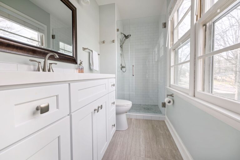 Douche moderne à porte vitrée